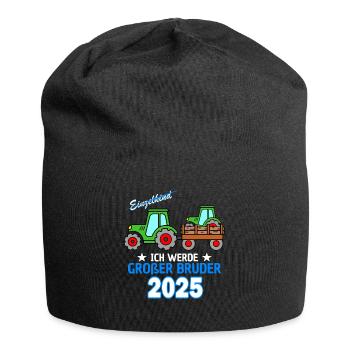 Ich Werde Großer Bruder 2025 - Geburt Sohn Traktor - Jersey-Beanie - Schwarz - Vorne