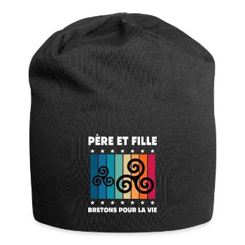 père et fille papa breton vintage bretagne - Bonnet en jersey - noir - Devant