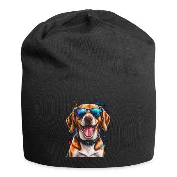 Beagle Sonnenbrille Hund Lustig Tier Design Print - Jersey-Beanie - Schwarz - Vorne