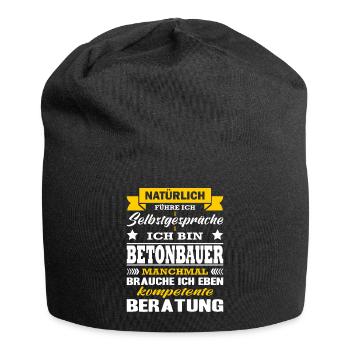Betonbauer Natürlich Führe Ich Selbstgespräche - Jersey-Beanie - Schwarz - Vorne