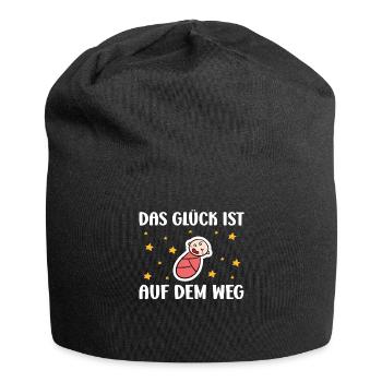 Werdende Mütter DAS GLÜCK IST AUF DEM WEG - Jersey-Beanie - Schwarz - Vorne