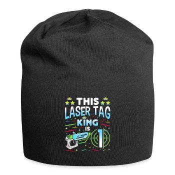 Lasertag King Is 1 Birthday Boy Indoor Laser Tag - Jersey-Beanie - Schwarz - Vorne