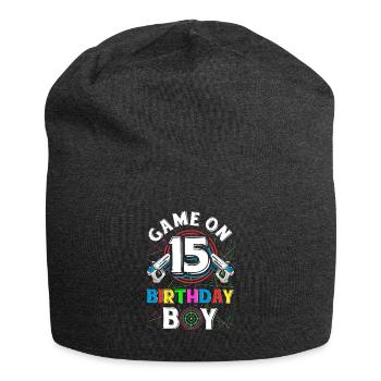 Lasertag Game On 15 Birthday Boy Indoor Laser Tag - Jersey-Beanie - Anthrazit - Vorne