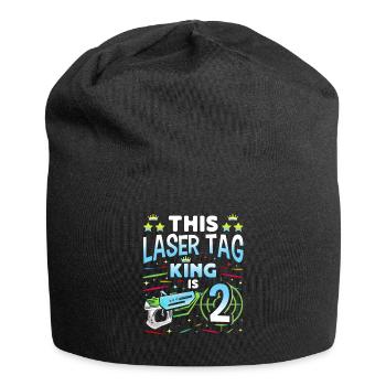 Lasertag King Is 2 Birthday Boy Indoor Laser Tag - Jersey-Beanie - Schwarz - Vorne