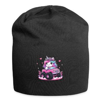 Monster Truck Unicorn Birthday Party Girl - Jersey Beanie - black - Front