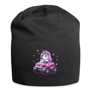 Monster Truck Unicorn Birthday Party Girl - Jersey Beanie - black - Front