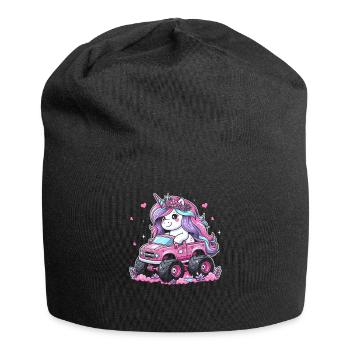 Monster Truck Unicorn Birthday Party Girl - Jersey Beanie - black - Front
