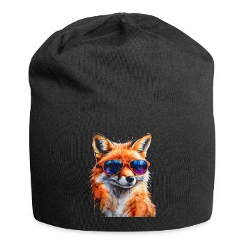 Lunettes de soleil renard imprimé imprimé animal coloré - Bonnet en jersey - noir - Devant