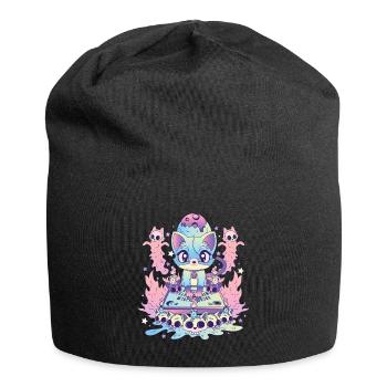 Cute Cat Ouija Kawaii Occult Satanic Pastel Gothic - Jersey Beanie - black - Front