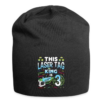 Lasertag King Is 3 Birthday Boy Indoor Laser Tag - Jersey-Beanie - Schwarz - Vorne