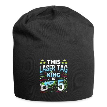 Lasertag King Is 5 Birthday Boy Indoor Laser Tag - Jersey-Beanie - Schwarz - Vorne