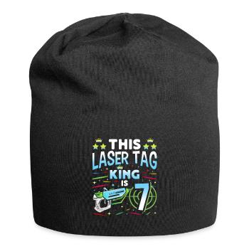 Lasertag King Is 7 Birthday Boy Indoor Laser Tag - Jersey-Beanie - Schwarz - Vorne