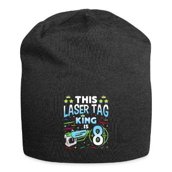 Lasertag King Is 8 Birthday Boy Indoor Laser Tag - Jersey-Beanie - Anthrazit - Vorne