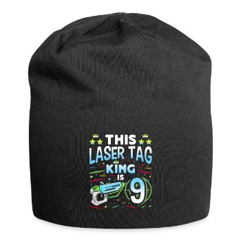 Lasertag King Is 9 Birthday Boy Indoor Laser Tag - Jersey-Beanie - Schwarz - Vorne
