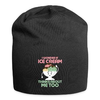 Je me demande si Ice Cream pense aussi à moi Cone Sc - Bonnet en jersey - noir - Devant