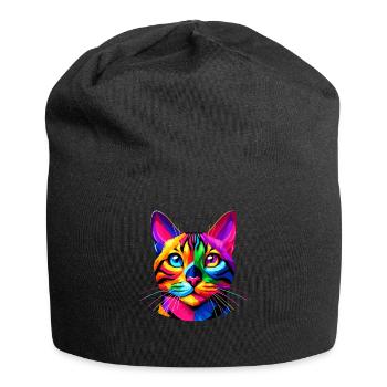 Chat Pop Art Coloré du Bengale - Bonnet en jersey - noir - Devant