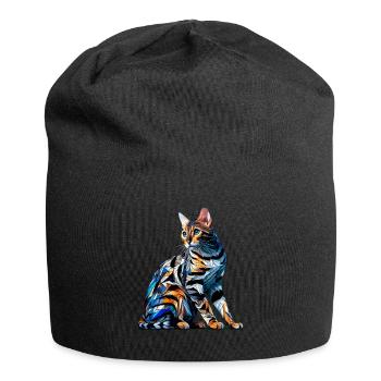 Polygone Art Bengal Chat - Bonnet en jersey - noir - Devant