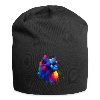 Bunte Splash Art Bombay Katze - Jersey-Beanie - Schwarz - Vorne