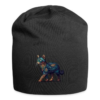 Mandala Art Chausie Jungle Curl Katze - Jersey-Beanie - Schwarz - Vorne