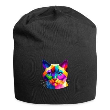 Pop Art coloré Colorpoint Shorthair - Bonnet en jersey - noir - Devant