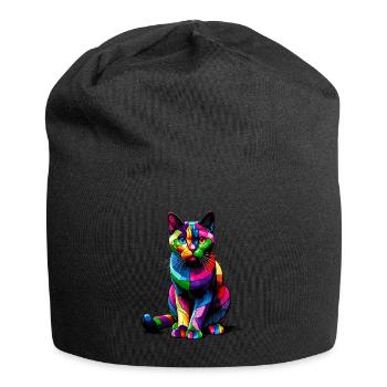 Pop Art coloré Colorpoint Shorthair - Bonnet en jersey - noir - Devant