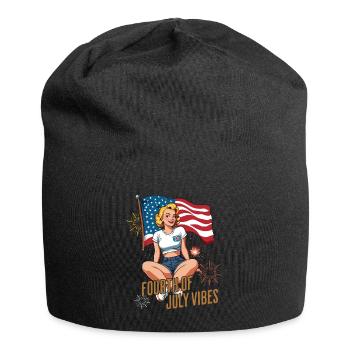 4th of July Independence American Sentiment - Jersey Beanie - black - Front