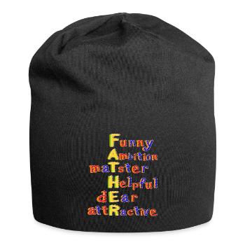 Father-Vibrant Colourful Motivational Word Art - Jersey Beanie - black - Front