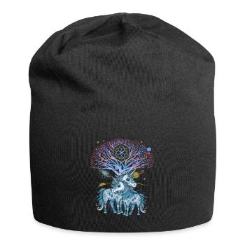 Einhörner Einhorn Schamane Natur Wald indianisch - Jersey-Beanie - Schwarz - Vorne