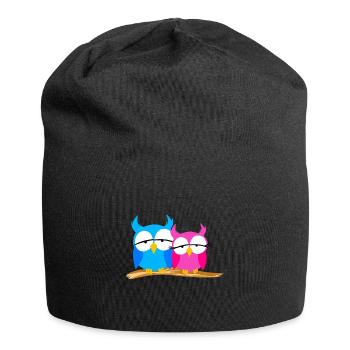 Eulenliebhaber Auf Einem Ast Raubvögel Humor - Jersey-Beanie - Schwarz - Vorne