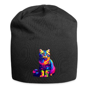 Bunte Pop Art American Curl - Jersey-Beanie - Schwarz - Vorne