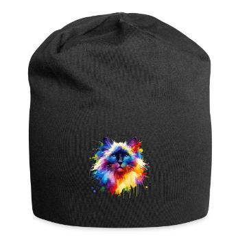 Éclaboussures colorées Art Chat balinais à poil long - Bonnet en jersey - noir - Devant