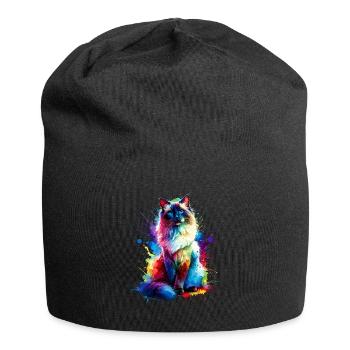 Éclaboussures colorées Art Chat balinais à poil long - Bonnet en jersey - noir - Devant
