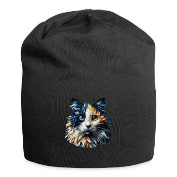 Polygon Art Balinesische Katze Langhaarige Siamkatze - Jersey-Beanie - Schwarz - Vorne