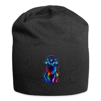 Colorful Splash Art Headphones Bombay Cat - Jersey Beanie - black - Front