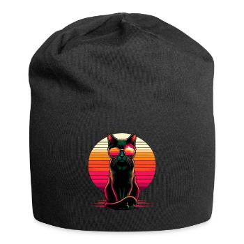 Retro Sonnenuntergang Sonnenbrille Bombay Katze - Jersey-Beanie - Schwarz - Vorne