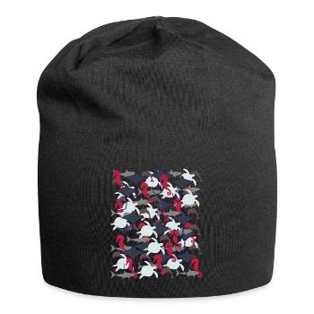 Ray, shark, dolphin, sea turtle, seahorse - Jersey Beanie - black - Front