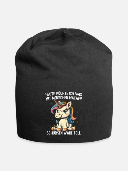 Schubsen Wäre Toll Einhorn - Jersey-Beanie - Schwarz