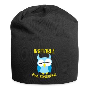 Irritable Owl Syndrome Funny Nocturnal Birds Humor - Jersey Beanie - black - Front