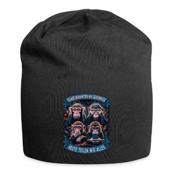 lustiger weise Affen Spruch Handy social media - Jersey-Beanie - Schwarz - Vorne