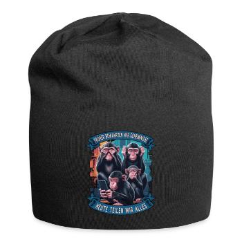 lustiger weise Affen Spruch Handy social media - Jersey-Beanie - Schwarz - Vorne