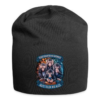 lustiger weise Affen Spruch Handy social media - Jersey-Beanie - Schwarz - Vorne