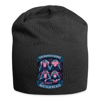 lustiger weise Affen Spruch Handy social media - Jersey-Beanie - Schwarz - Vorne
