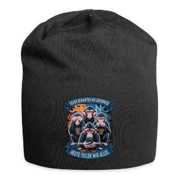 lustiger weise Affen Spruch Handy social media - Jersey-Beanie - Schwarz - Vorne