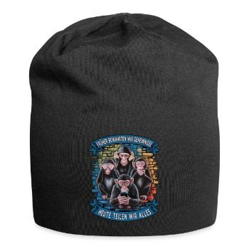 lustiger weise Affen Spruch Handy social media - Jersey-Beanie - Schwarz - Vorne