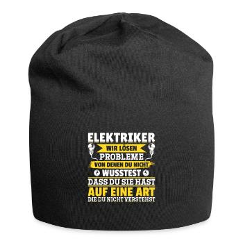 Elektriker Wir lösen Probleme – Stolz und Humor - Jersey-Beanie - Schwarz - Vorne