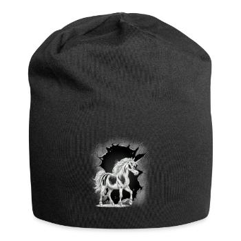 Einhorn Einhörner Fabelwesen Fabeltiere mystisch - Jersey-Beanie - Schwarz - Vorne