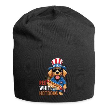 Red White Hotdogs Funny Bbq Pun Retro Vintage - Jersey Beanie - black - Front