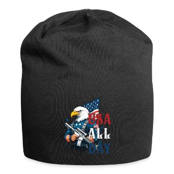 Usa All Day Funny Freedom Design 4th of July - Jersey Beanie - black - Front