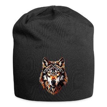 Wolf Motiv Wölfe Wolfsrudel Grauer Wolfshund Wolfs - Jersey-Beanie - Schwarz - Vorne