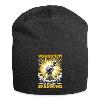 Electricians beware! I play with tension - Jersey Beanie - charcoal grey - Front